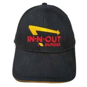 In-N-Out Burger Baseball Cap Black One Size Strapback Yellow Sandwich Brim Hat